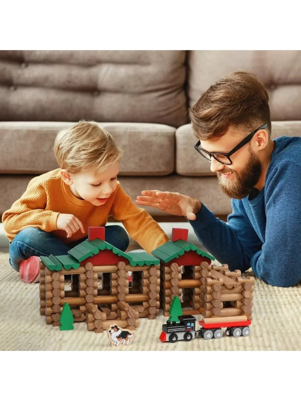 208 Pcs Classic Wooden Building Logs Set for Kids - Creative Educational Gift
